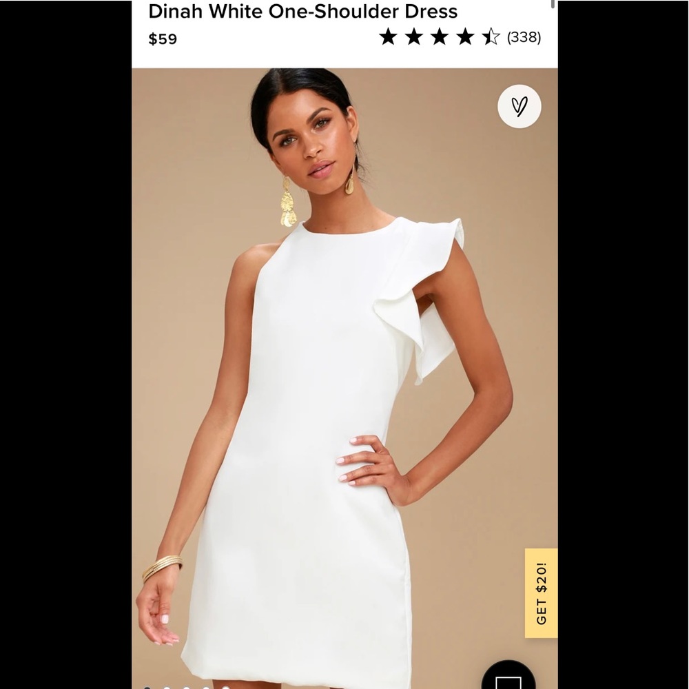 Lulu's Dress Dinah White One-Shoulder Size Large